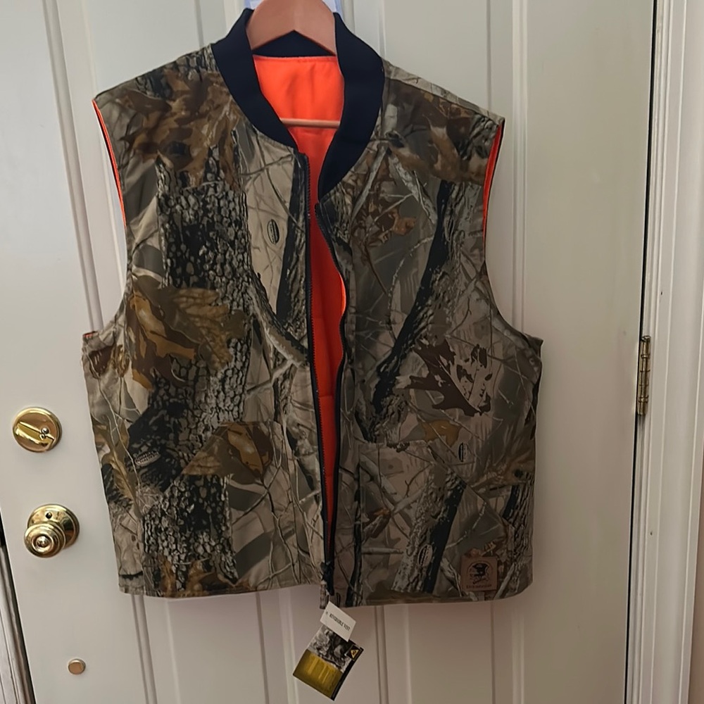 Camouflage Reversible Vest with Orange Lining